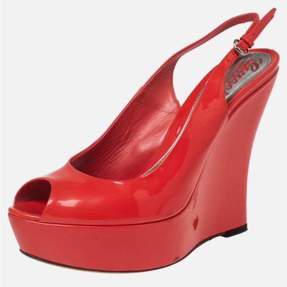 Gucci Shoes - Gucci Toe Slingback Wedge Sandals